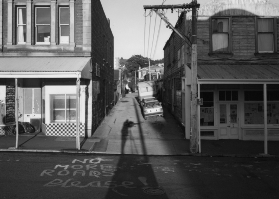 Graffiti of 'No More Roads Please', Upper Cuba Street, 1996