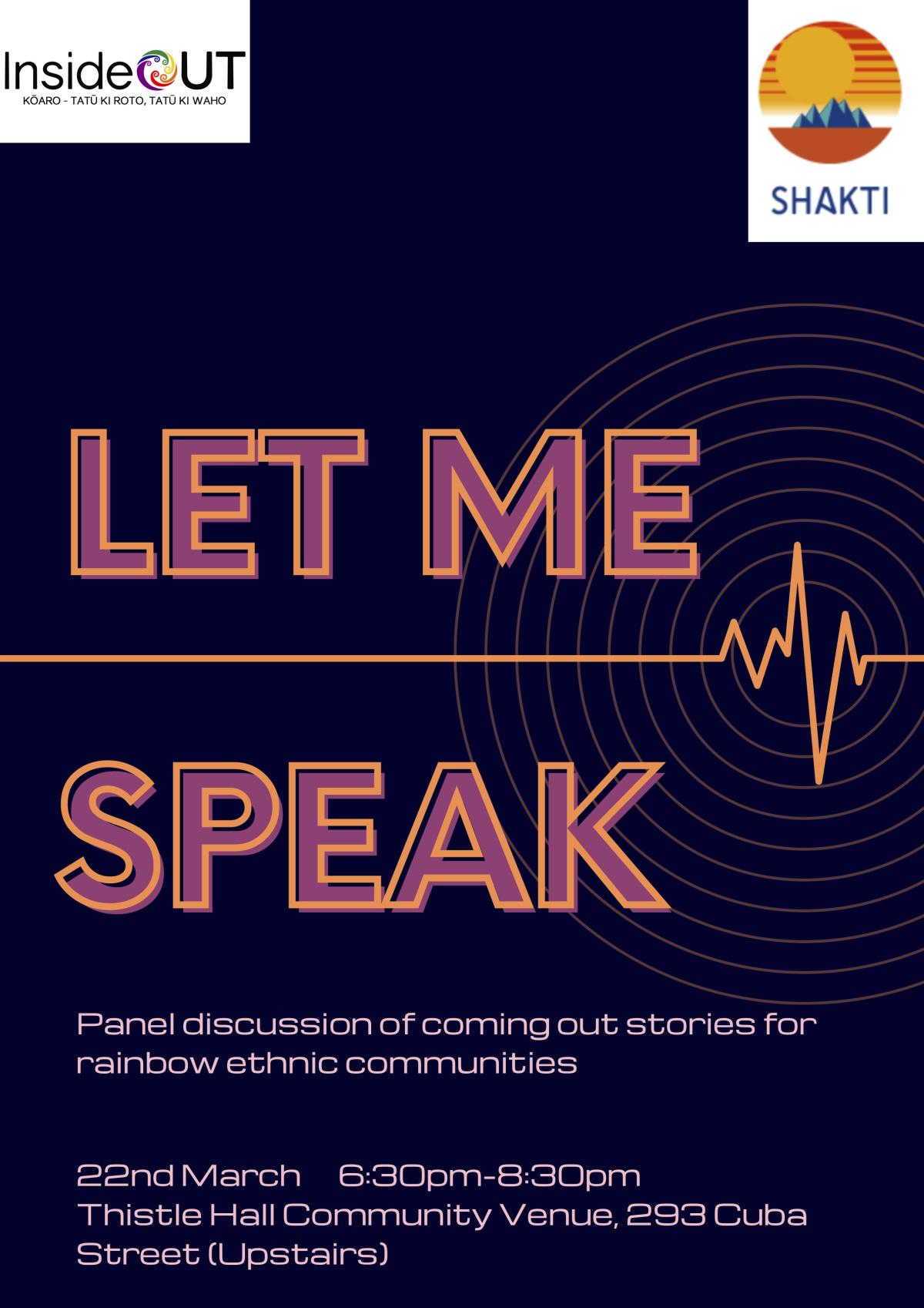 poster for Let Me Speak panel discussion
