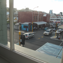 View of Cuba Street form upstairs hall window, 2016.