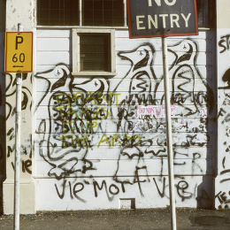 Gaffiti on Thistle Hall, 1986.