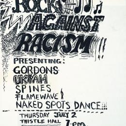 Handmade poster advertising one of three 'Rock against Racism' gigs at Thistle Hall in 1981.