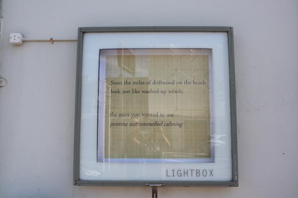 Lightbox Poetry installation - a poem by Janet Newman
