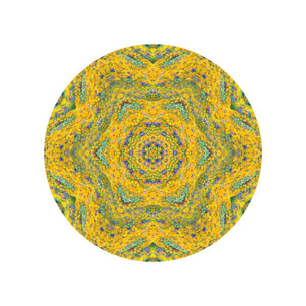 Sunkissed Everlasting, a yellow round kaleidoscope-like piece