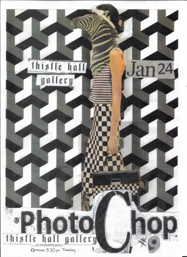 Photo Chop collage poster of a woman with a zebra head