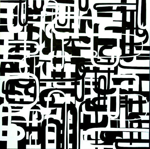 Black and white abstract collage by Emily Harris