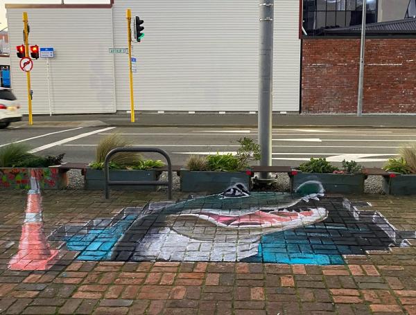 A 3d street street art work of a crocodile by Brian Nelson